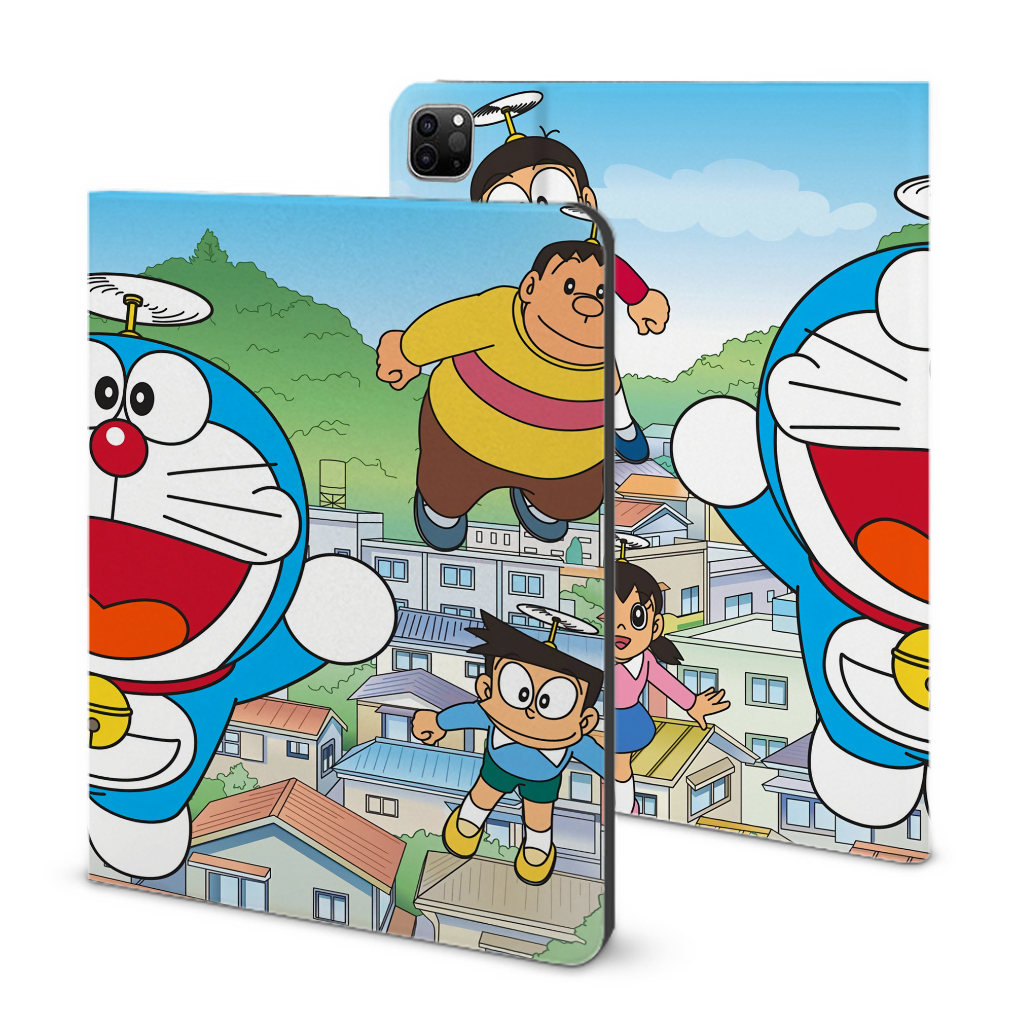 （画像用） ドラえもん Doraemon IPad ケース ブック型 PUレザー TPU 耐衝撃 軽量 薄型 ペン収納なし 全面保護 IPad 各モデル対応